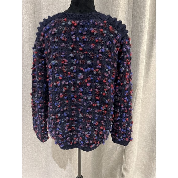 VTG Barry Bricken Women SZ L Hand Knit Pure Virgin Wool Button Front Sweater - Picture 3 of 10